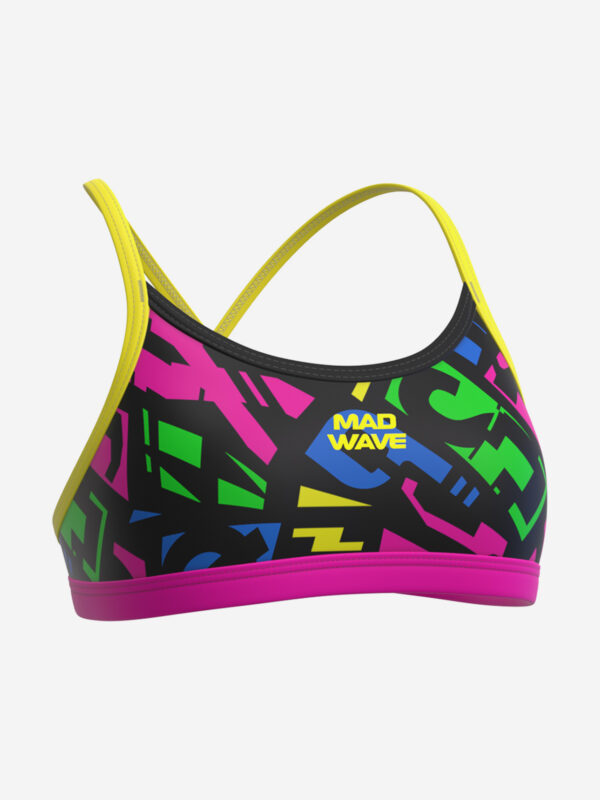 Топ спортивный Mad Wave Frisky Top Junior PBT J3 для девочек, Черный