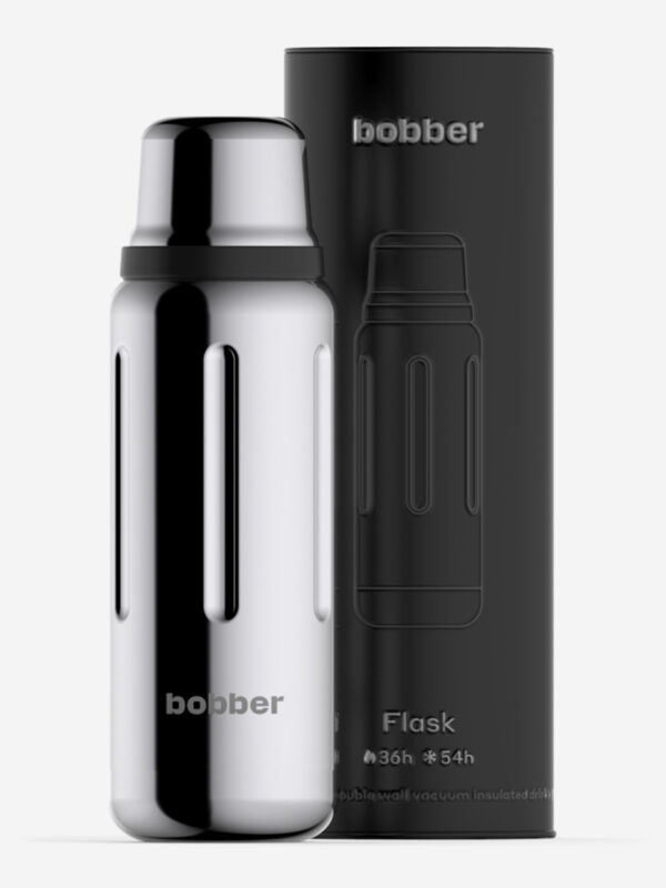 Термос вакуумный для напитков BOBBER Flask 770 мл, тепло до 36 часов, зеркальный, Серебряный