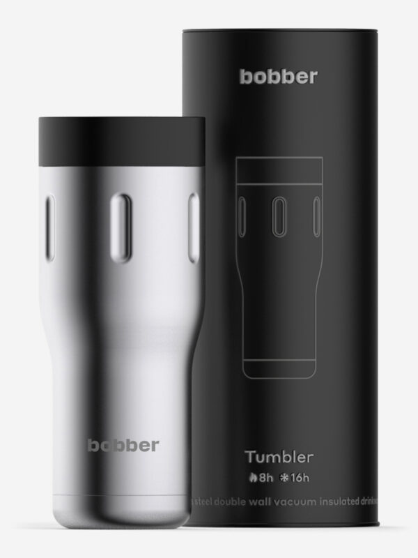 Термокружка вакуумная BOBBER Tumbler 470 мл, крышка 360, тепло до 8 часов, матовый, Серебряный