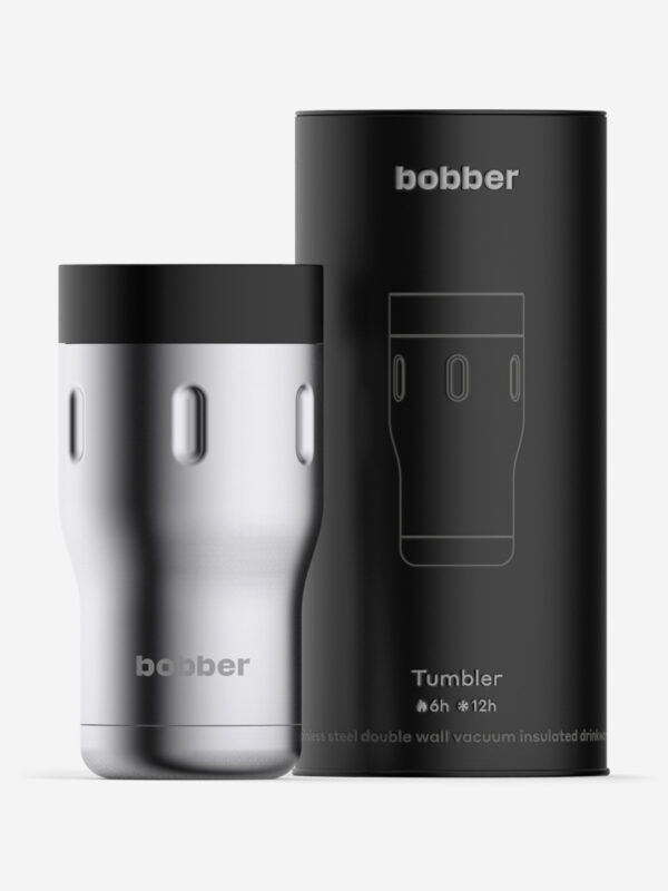 Термокружка вакуумная BOBBER Tumbler 350 мл, крышка 360, тепло до 6 часов, матовый, Серебряный