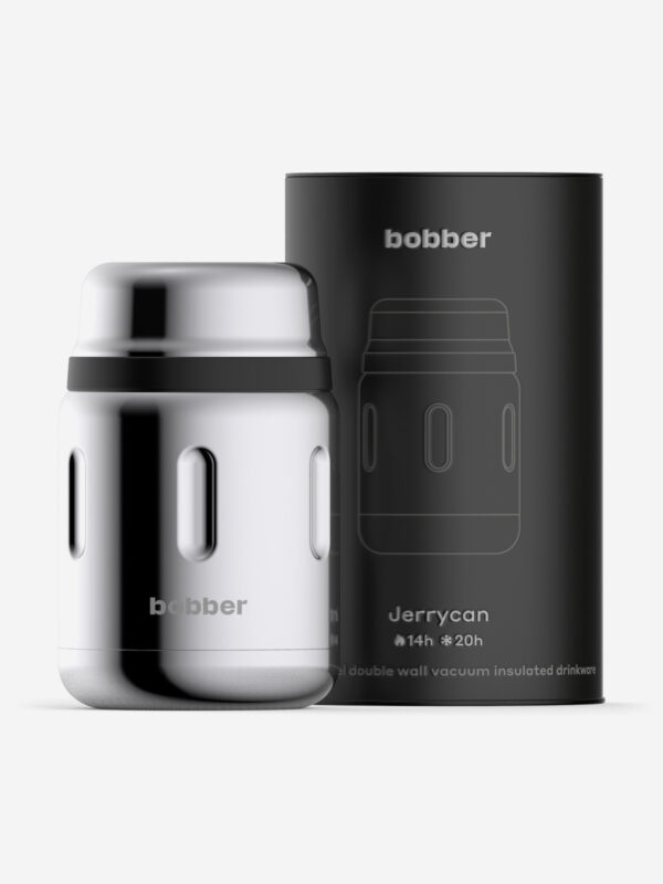 Термос вакуумный для еды BOBBER Jerrycan 700 мл, тепло до 14 часов, зеркальный, Серебряный