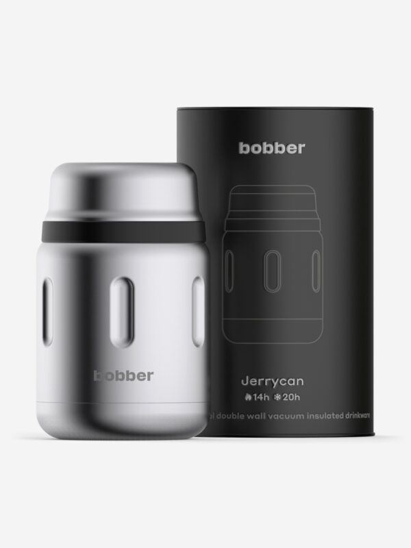 Термос вакуумный для еды BOBBER Jerrycan 700 мл, тепло до 14 часов, матовый, Серебряный