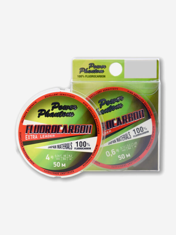 Леска Power Phantom Fluorocarbon Extra Leader 1,0 0,16мм, 2,1 кг, прозрачный, 50м, Серый