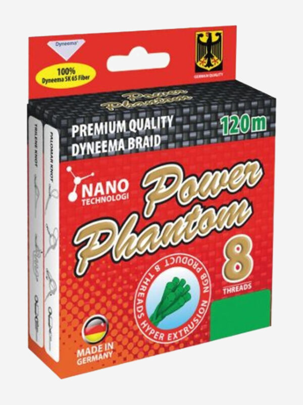 Шнур для рыбалки Power Phantom 8x, 120м, зеленый, 0,40мм, 46,1кг, Зеленый