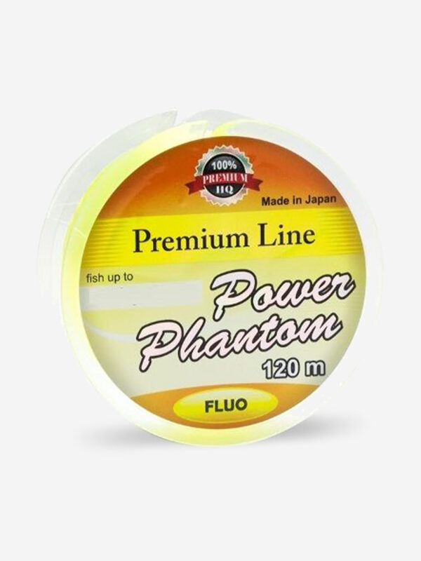 Леска монофильная для рыбалки Power Phantom Premium Line FLUO YELLOW 120m 0,45mm, Желтый