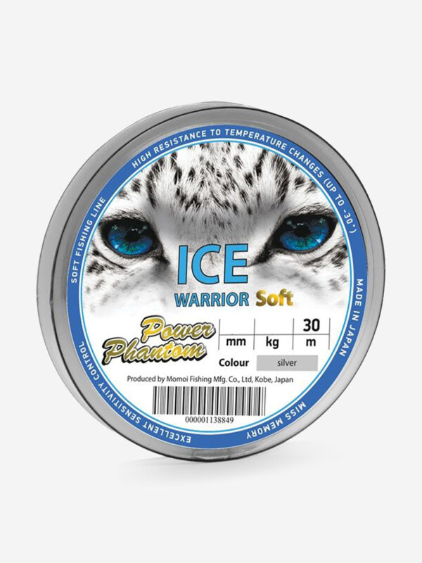 Леска для рыбалки Power Phantom Ice Warrior SOFT SILVER 0,28mm, 7,1kg, 30m, Серый