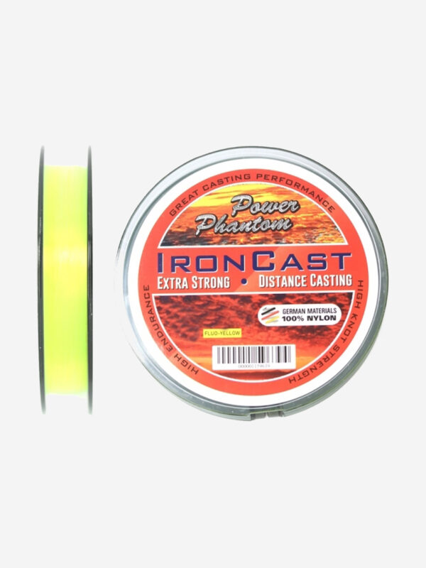 Леска монофильная для рыбалки Power Phantom IronCast FLUO 0,20mm, 5,7kg, 150m, Желтый