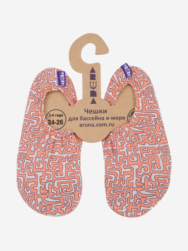 Аквашузы, аквасоки, чешки с антискользящей подошвой для бассейна, моря, пляжа, детского сада, занятия спортом ARUNA, Оранжевый