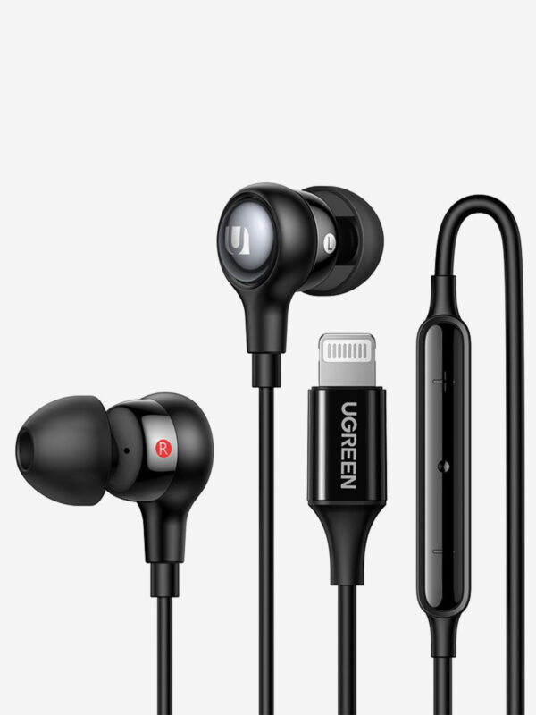 Наушники проводные UGREEN EP103 (30631) In-Ear Earphones with Lightning Connector. Цвет: черный, Черный