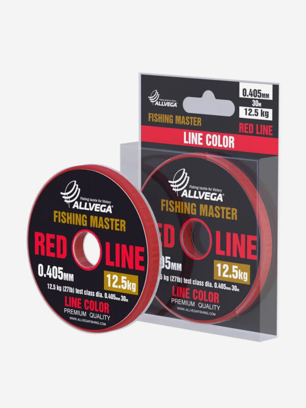 Леска монофильная ALLVEGA "Fishing Master" 30м 0,405мм (12,5кг) рубиновая, Красный