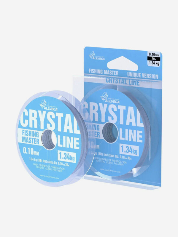 Леска монофильная ALLVEGA "Fishing Master" CRYSTAL 30м 0,10мм (1,34кг) NEW, Серый