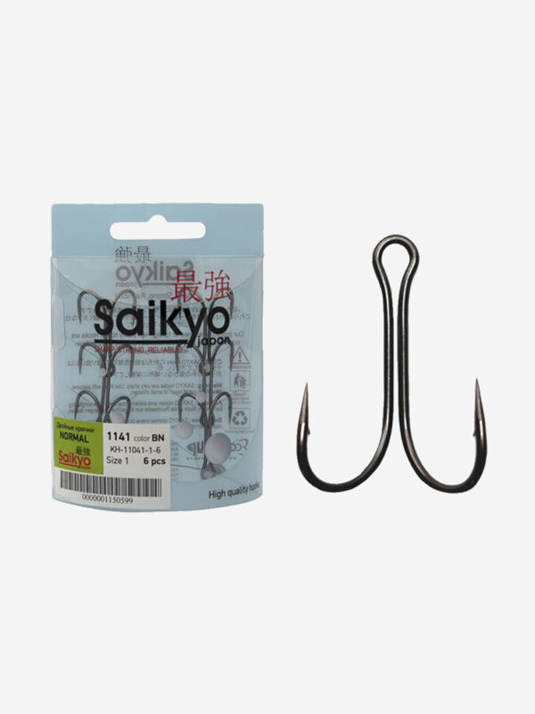 Крючки для рыбалки Saikyo двойные Normal Shank KH-11041 BN ( упк. по 6шт.), Серый