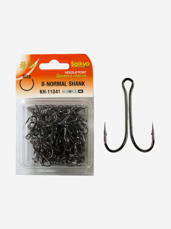 Крючки для рыбалки Saikyo двойные Normal Shank KH-11041 BN ( упк. по 50шт.), Черный