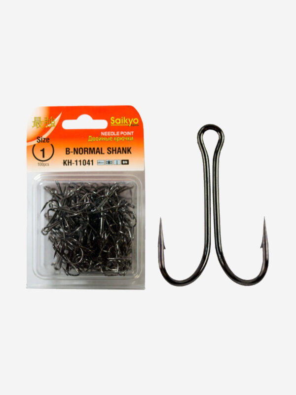 Крючки для рыбалки Saikyo двойные Normal Shank KH-11041 BN ( упк. по 100шт.), Черный