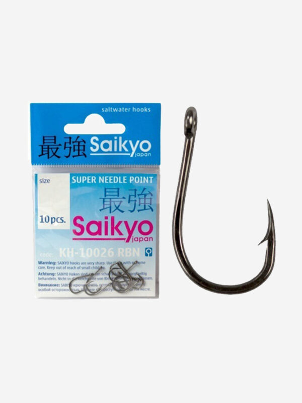 Крючки для рыбалки одинарные Saikyo KH-10026 Chinu Ring BN ( 1 упк. по 10шт.), Черный