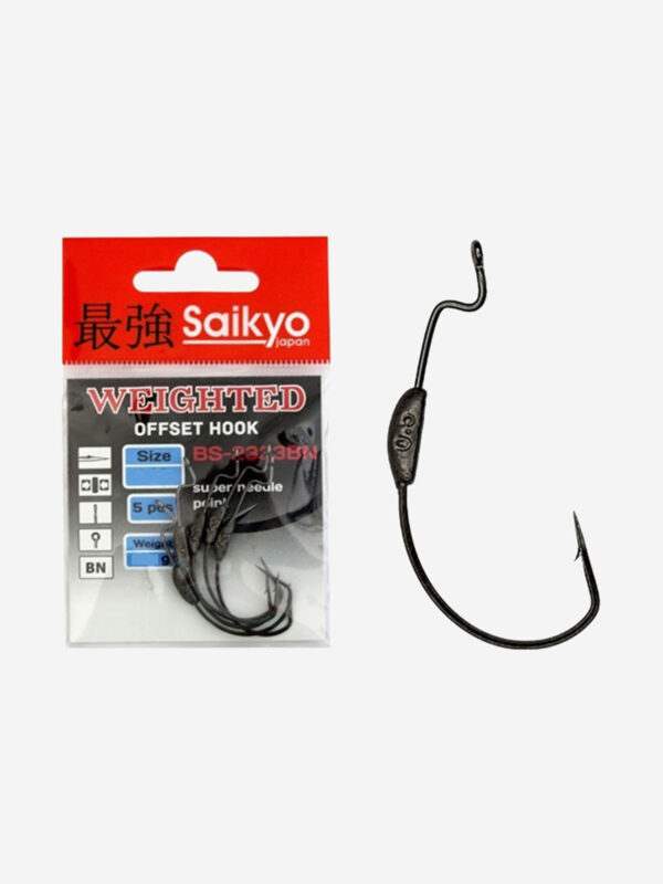 Крючки для рыбалки офсетные Saikyo BS-2333 Weighted BN ( 1 упк. по 5шт.), Серый