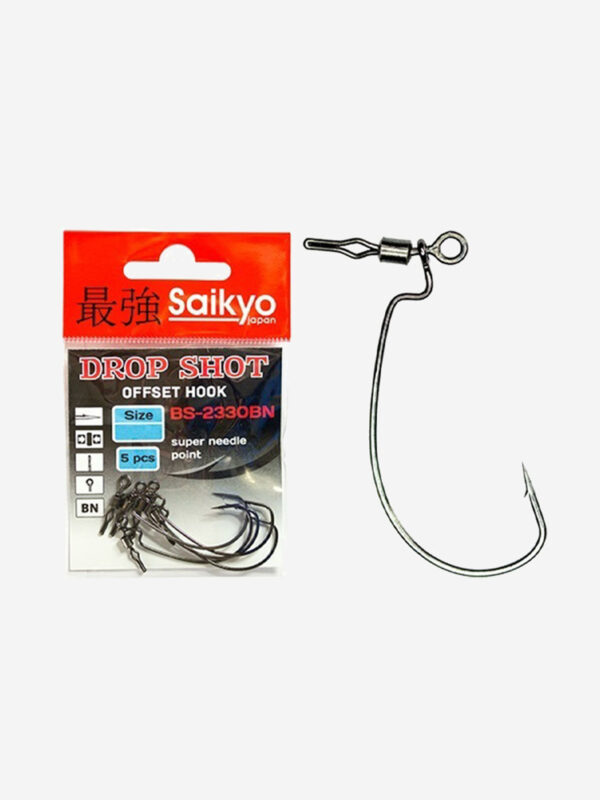 Крючки для рыбалки офсетные Saikyo BS-2330 Drop Shot BN ( 1 упк. по 5шт.), Серый