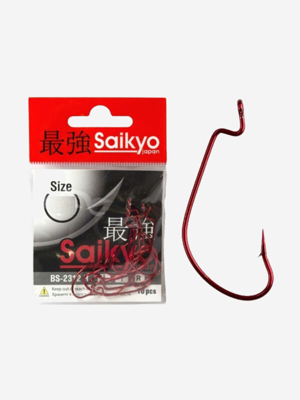 Крючки для рыбалки офсетные Saikyo BS-2312 R ( 1 упк. по 10шт.), Красный
