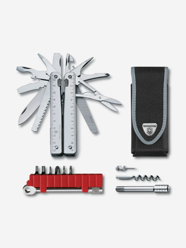 Мультиинструмент складной Victorinox SwissTool X Plus Ratchet, 115 мм, 40 функций, нейлоновый чехол, Серебряный