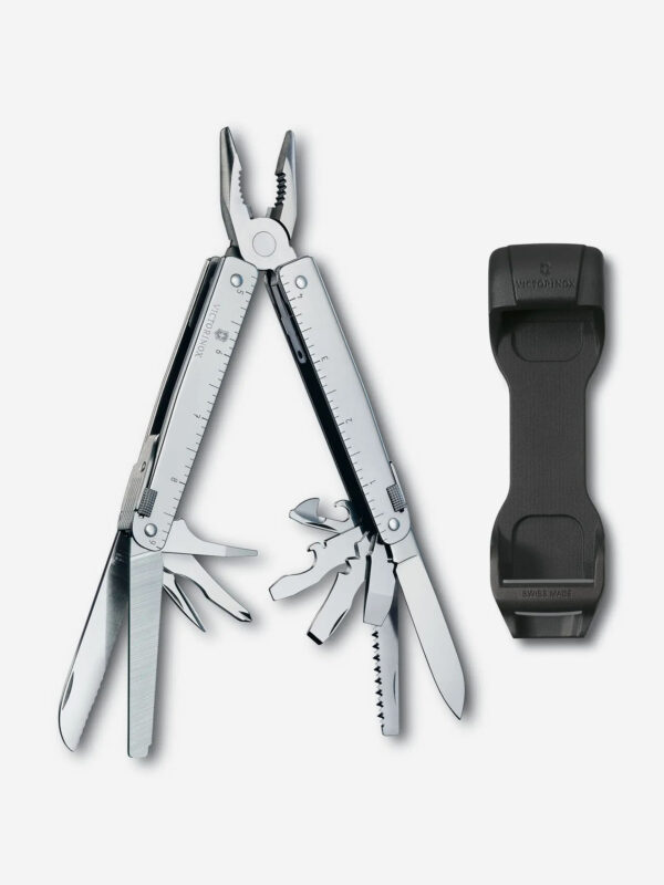 Мультиинструмент складной Victorinox SwissTool, 115 мм, 28 функций, синтетический чехол, Серебряный