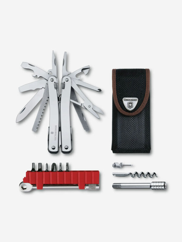 Мультиинструмент складной Victorinox SwissTool Spirit X Plus Ratchet, 105 мм, 36 функций, нейлоновый чехол, Серебряный
