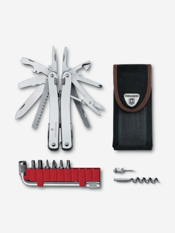 Мультиинструмент складной Victorinox SwissTool Spirit X Plus, 105 мм, 35 функций, нейлоновый чехол, Серебряный