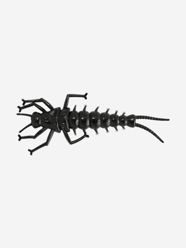 Мягкая приманка LureMax STONE FLY 2,5"/6,5 см, (8 штук в упаковке), силиконовая, в виде личинки веснянки на хищных рыб для рыбалки в стиле ультралайт, джиг, микроджиг, Черный