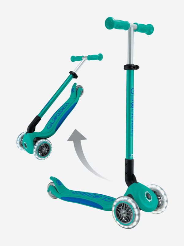Самокат Globber PRIMO FOLDABLE PLUS LIGHTS V2, Зеленый