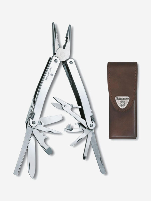 Мультиинструмент складной Victorinox SwissTool Spirit X, 105 мм, 26 функций, чехол, Серебряный