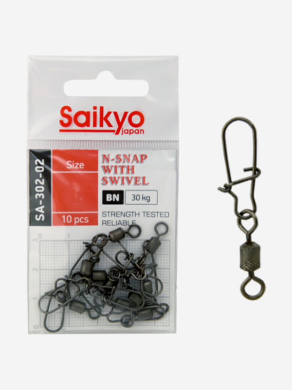 Вертлюг с застежкой Saikyo SA-302 ( 1упк. по 10 шт.), Черный