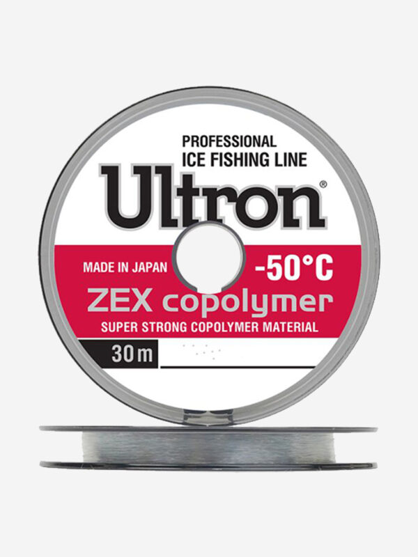 Монофильная леска для рыбалки ULTRON Zex Copolymer 0,20 мм, 5,2 кг, 30 м, прозрачная, 1 штука, Серебряный