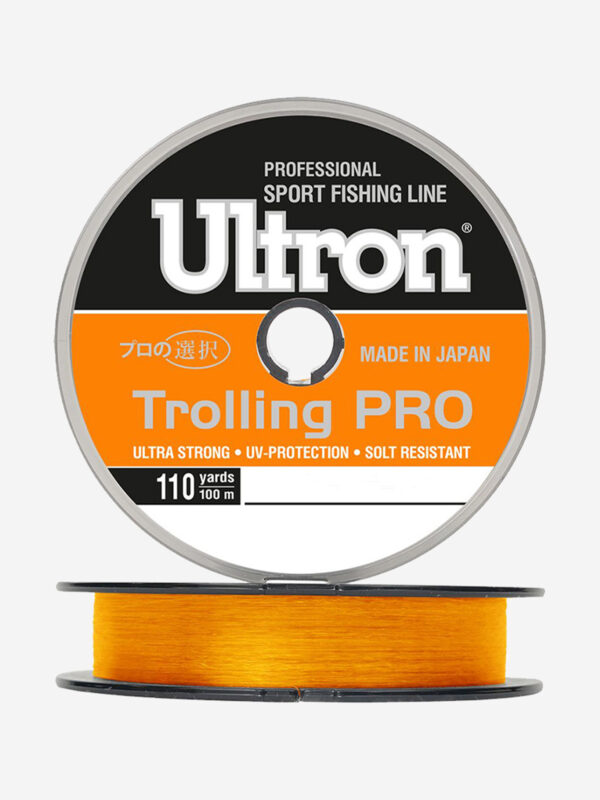 Монофильная леска для рыбалки ULTRON Trolling PRO 0,25 мм, 7,0 кг, 100 м, оранжевая, 1 штука, Оранжевый