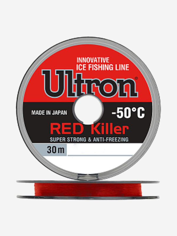 Монофильная леска для рыбалки ULTRON Red Killer 0,08 мм, 0,9 кг, 30 м, красная, 1 штука, Красный