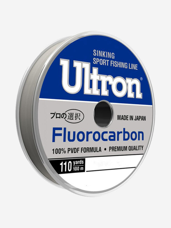 Флюорокарбоновая леска для рыбалки ULTRON Fluorocarbon (Pro-leader) 0,45 мм, 14,0 кг, 100 м, прозрачная, 1 штука, Серебряный