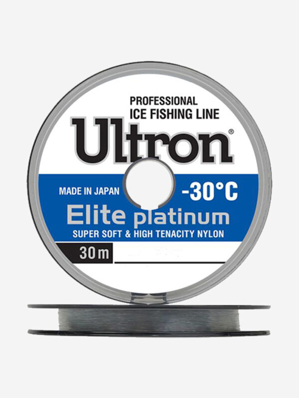 Монофильная леска для рыбалки ULTRON Elite Platinum 0,22 мм, 5,5 кг, 30 м, серебряная, 1 штука, Серебряный