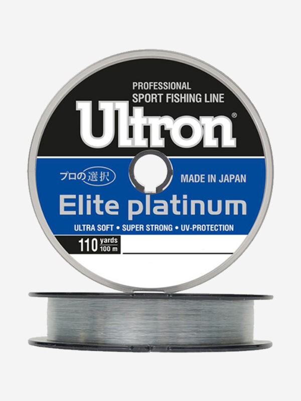 Монофильная леска для рыбалки ULTRON Elite Platinum 0,40 мм, 100 м, 16,0 кг, серебряная, 1 штука, Серебряный