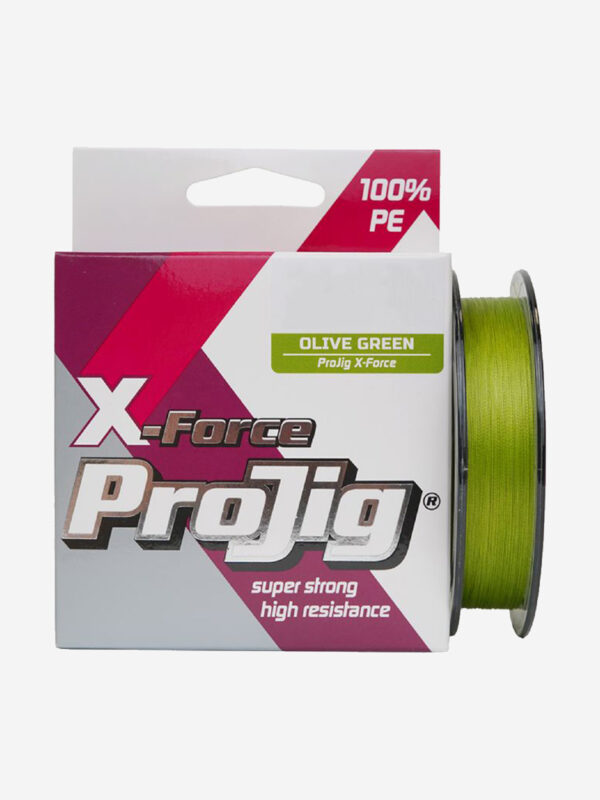 Плетеный шнур для рыбалки ProJig X-Force 0,10 мм, 6,0 кг, 100 м, хаки, Зеленый