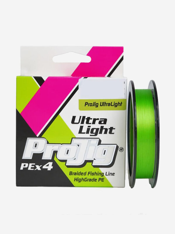 Плетеный шнур для рыбалки ProJig UltraLight 0,06 мм, 2,6 кг, 100 м, светло-зеленый, Зеленый