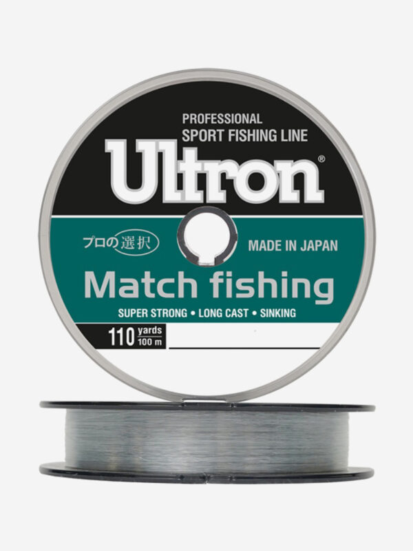 Монофильная леска для рыбалки ULTRON Match Fishing 0,165 мм, 3,5 кг, 100 м, светло-голубая, 1 штука, Голубой