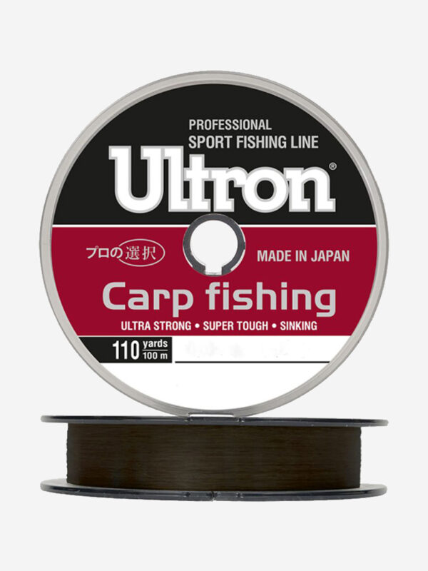 Монофильная леска для рыбалки ULTRON Carp Fishing 0,18 мм, 4,0 кг, 100 м, коричневая, 1 штука, Коричневый