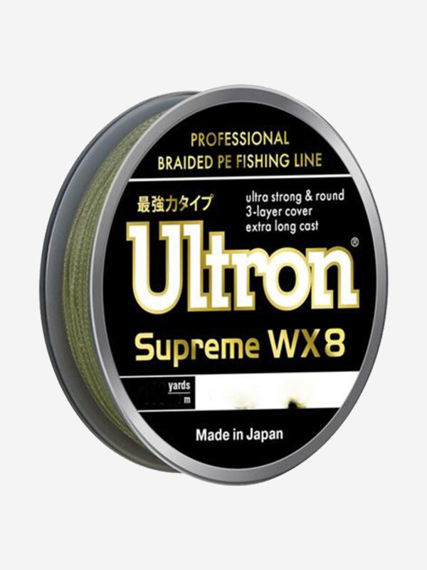 Плетеный шнур для рыбалки ULTRON WX 8 Supreme 0,14 мм, 11,0 кг, 137 м, хаки, Зеленый