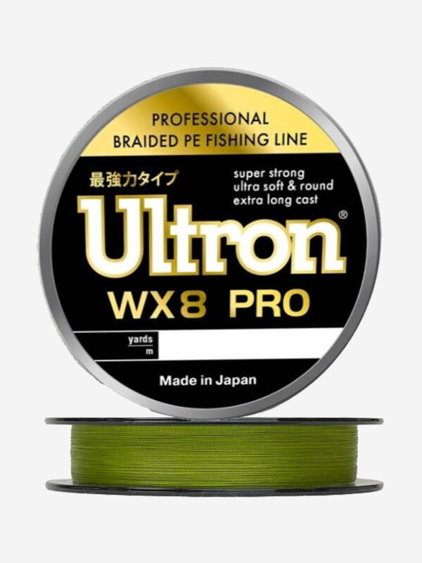 Плетеный шнур для рыбалки ULTRON WX 8 PRO 0,21 мм, 16,0 кг, 100 м, хаки, Зеленый