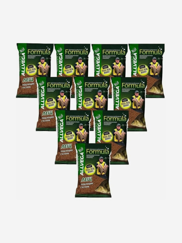 Прикормка натуральная ALLVEGA "Formula River Bream" (РЕКА ЛЕЩ) 10 пакетов по 0,9 кг., Желтый