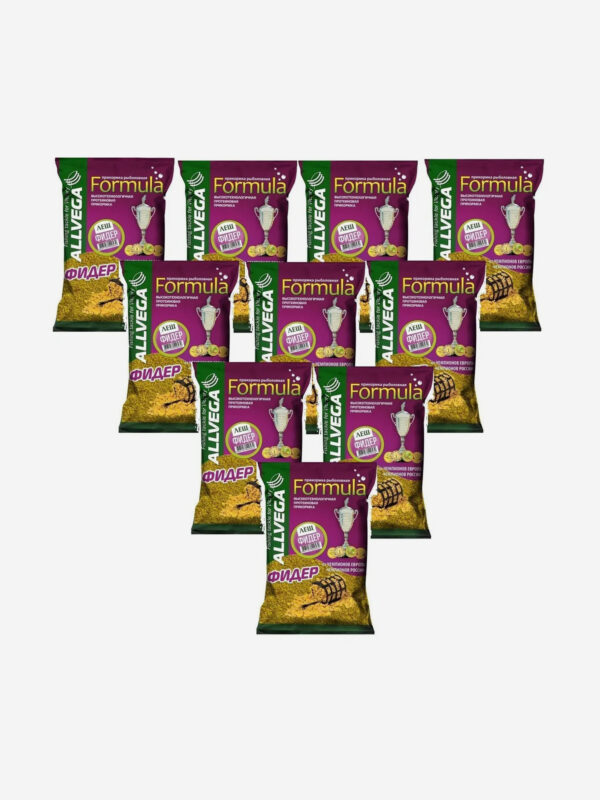 Прикормка натуральная ALLVEGA "Formula Feeder Bream" (ФИДЕР ЛЕЩ) 10 пакетов по 0,9 кг., Желтый