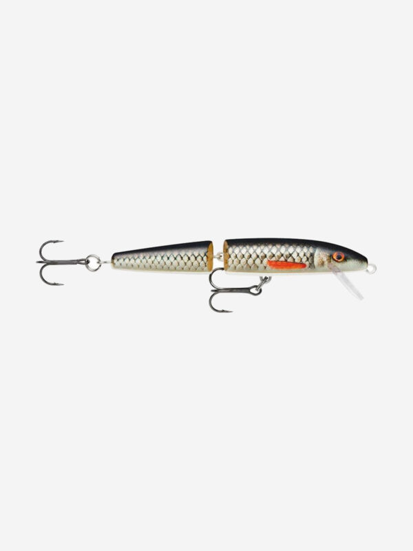 Воблер для рыбалки RAPALA Jointed 11, 11см, 9гр, цвет ROL, плавающий, Серебряный