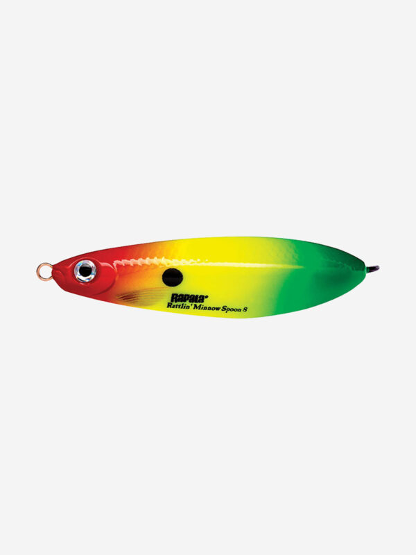 Блесна для рыбалки колеблющаяся RAPALA Rattlin' Minnow Spoon, 8см, 16гр /RYGR (незацепляйка), Мультицвет