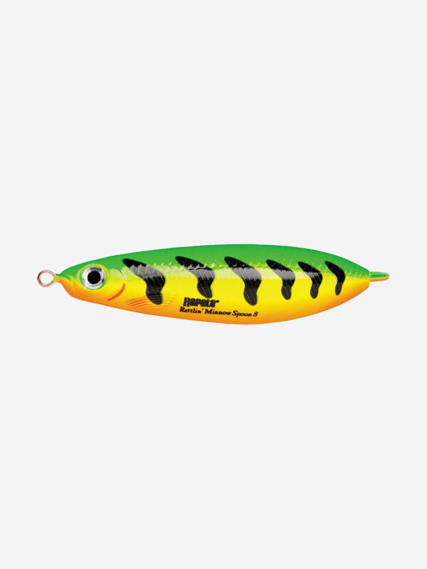 Блесна для рыбалки колеблющаяся RAPALA Rattlin' Minnow Spoon, 8см, 16гр /FT (незацепляйка), Зеленый