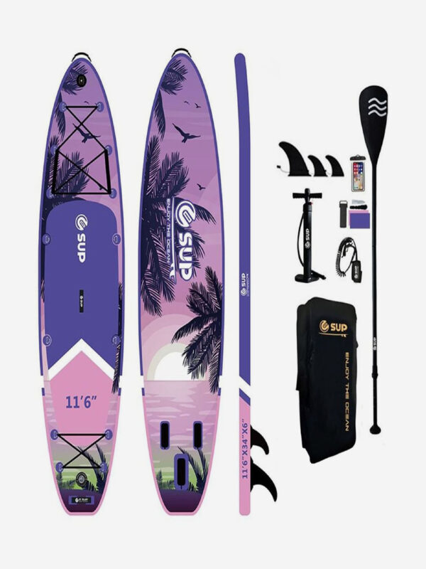 Надувная двухслойная SUP-доска E-SUP Sunset 11'6" 350-86-15cm / Сап доска для серфинга и отдыха на воде, Мультицвет