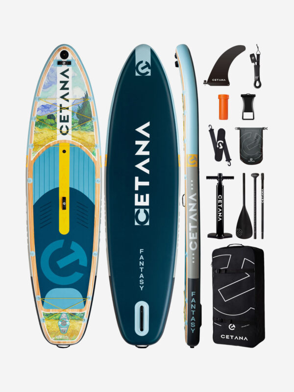 Надувная двухслойная SUP-доска CETANA FANTASY STD 11'6'' 351-86-15cm / Сап доска для серфинга и отдыха на воде, Синий