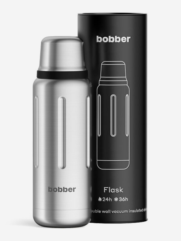 Термос вакуумный для напитков BOBBER Flask 470 мл, тепло до 24 часов, матовый, Серебряный
